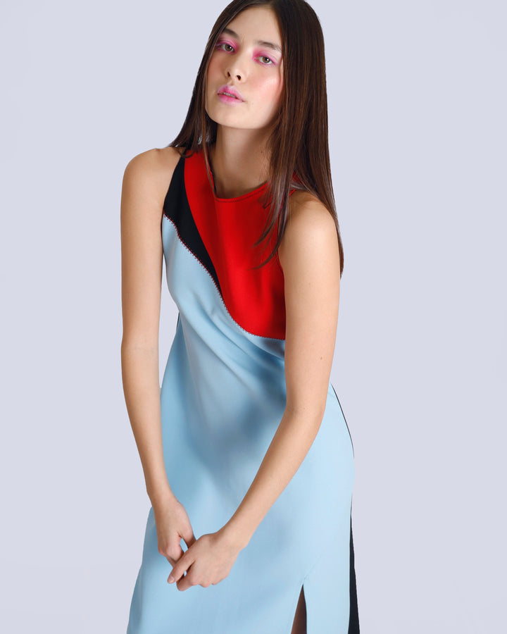 Maison Marie Saint Pierre | Dress | KAELA | Red | Black | Light Blue
