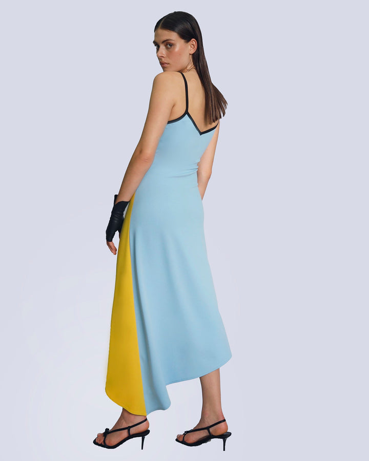 Maison Marie Saint Pierre | Dress | KAGAN | White | Black | Yellow | Light Blue | Umber