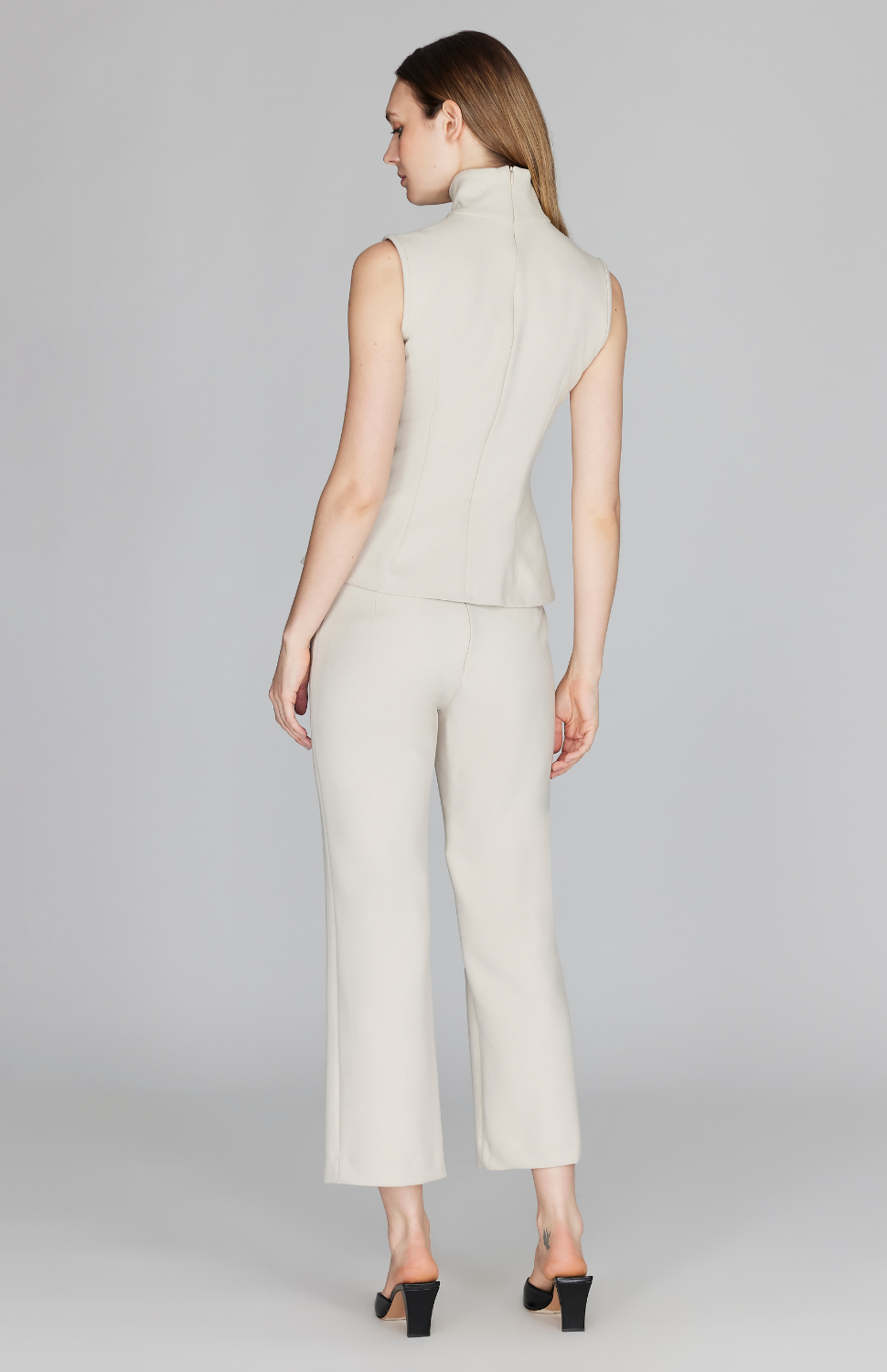 Double Face Straight Leg Pant w/ Back Zip