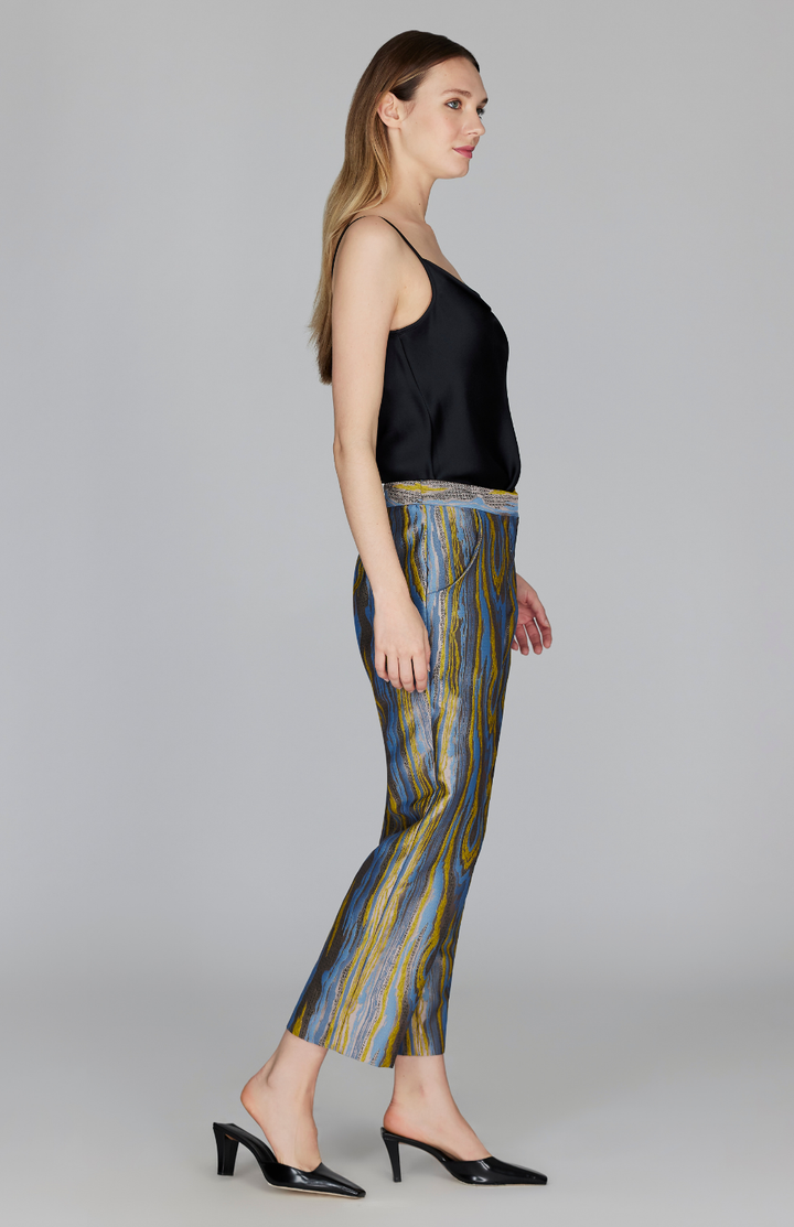 Moire Jacquard Straight Leg Pant