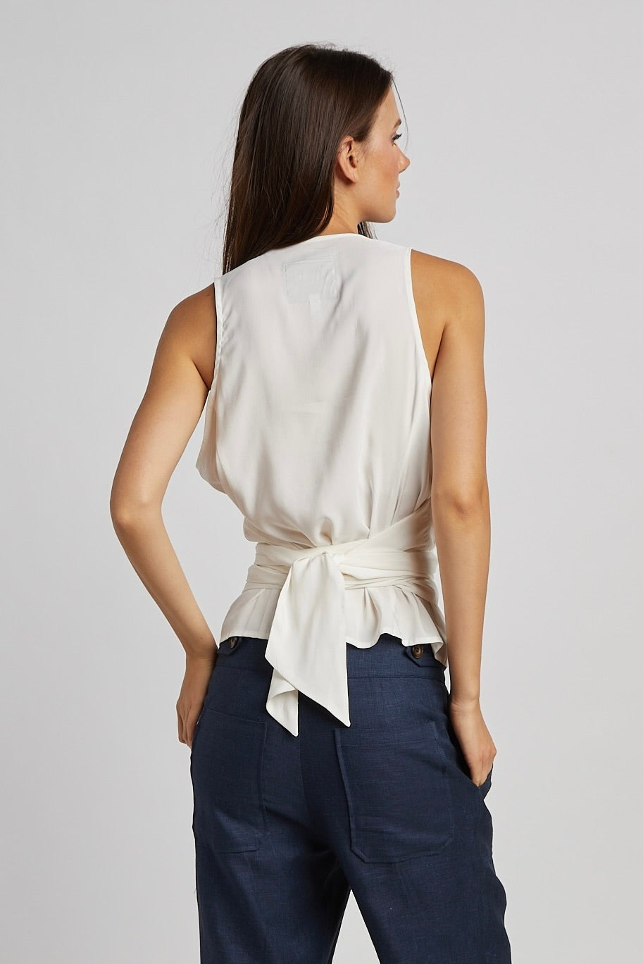 Remi Sleeveless Wrap Top w/ Sash