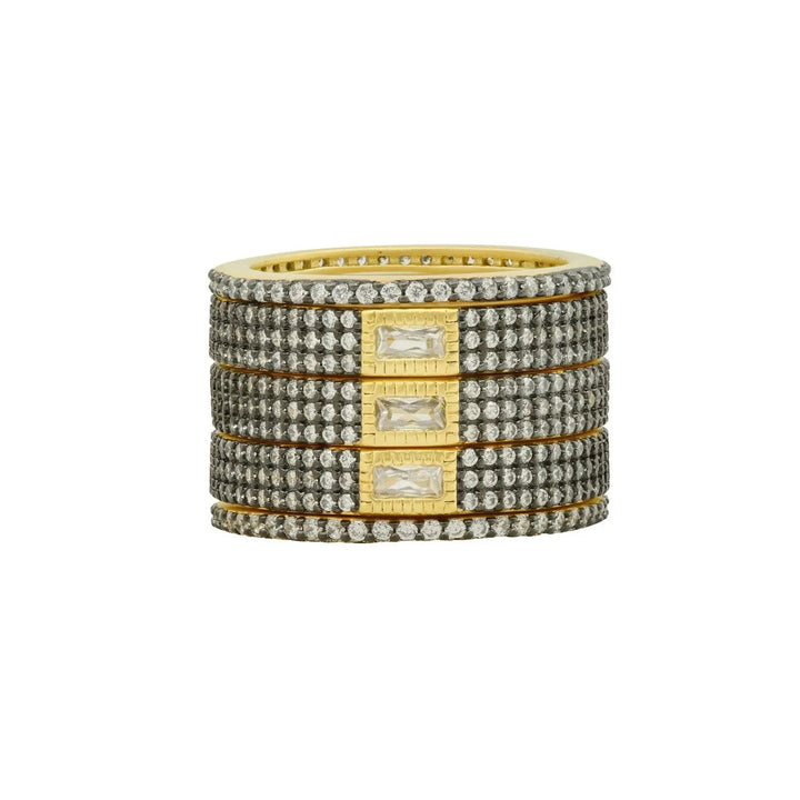 8GoldBlack Allover Pavé 5-Stack Ring FR Vault RING