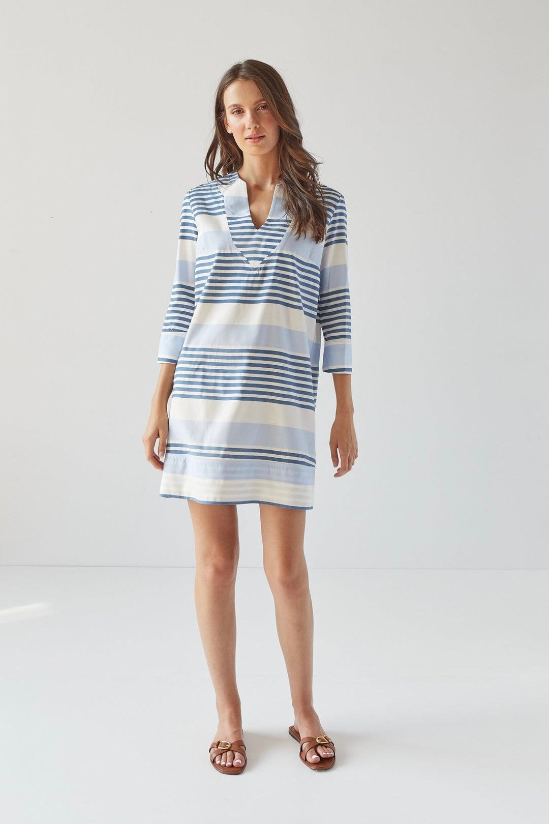 Ronnie Collarless 3/4 Sleeve Dress