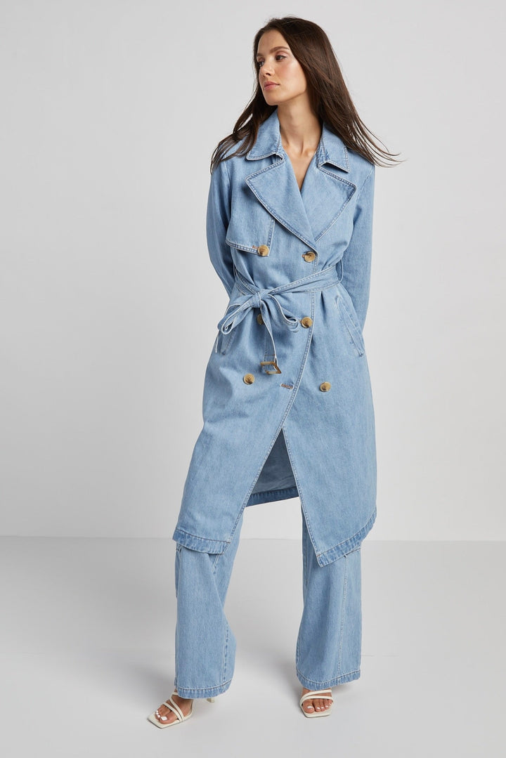 Nolan High Waisted Slightly Wide Leg Denim Cargo Pant