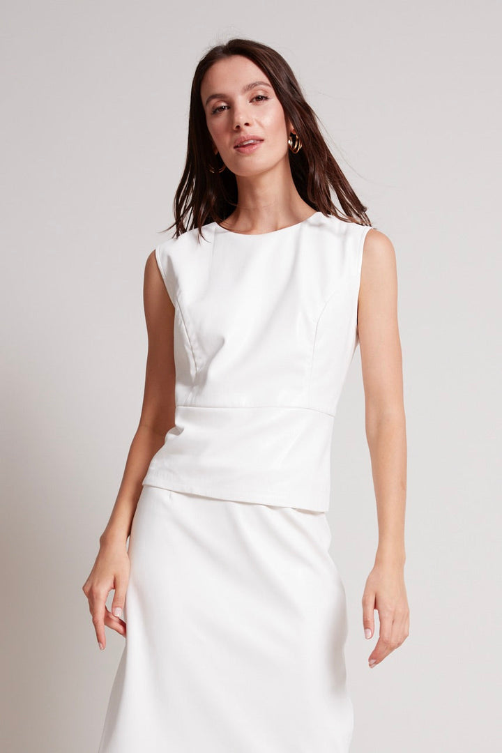 Reign vegan leather sleeveless top