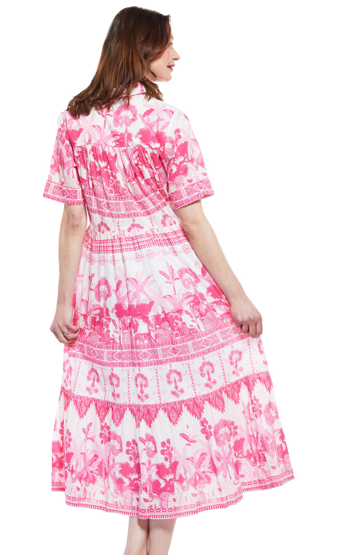Palm Desert Pink Dress with Ikat Print XS / 6906-M605