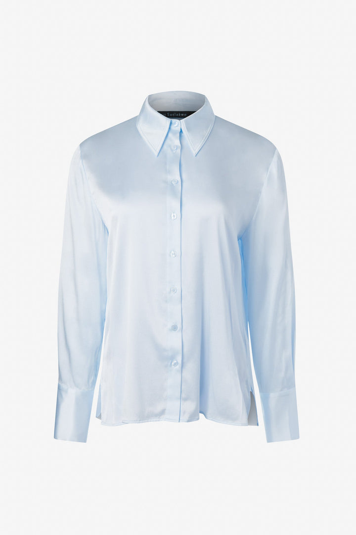 Button down classic stretch silk blouse