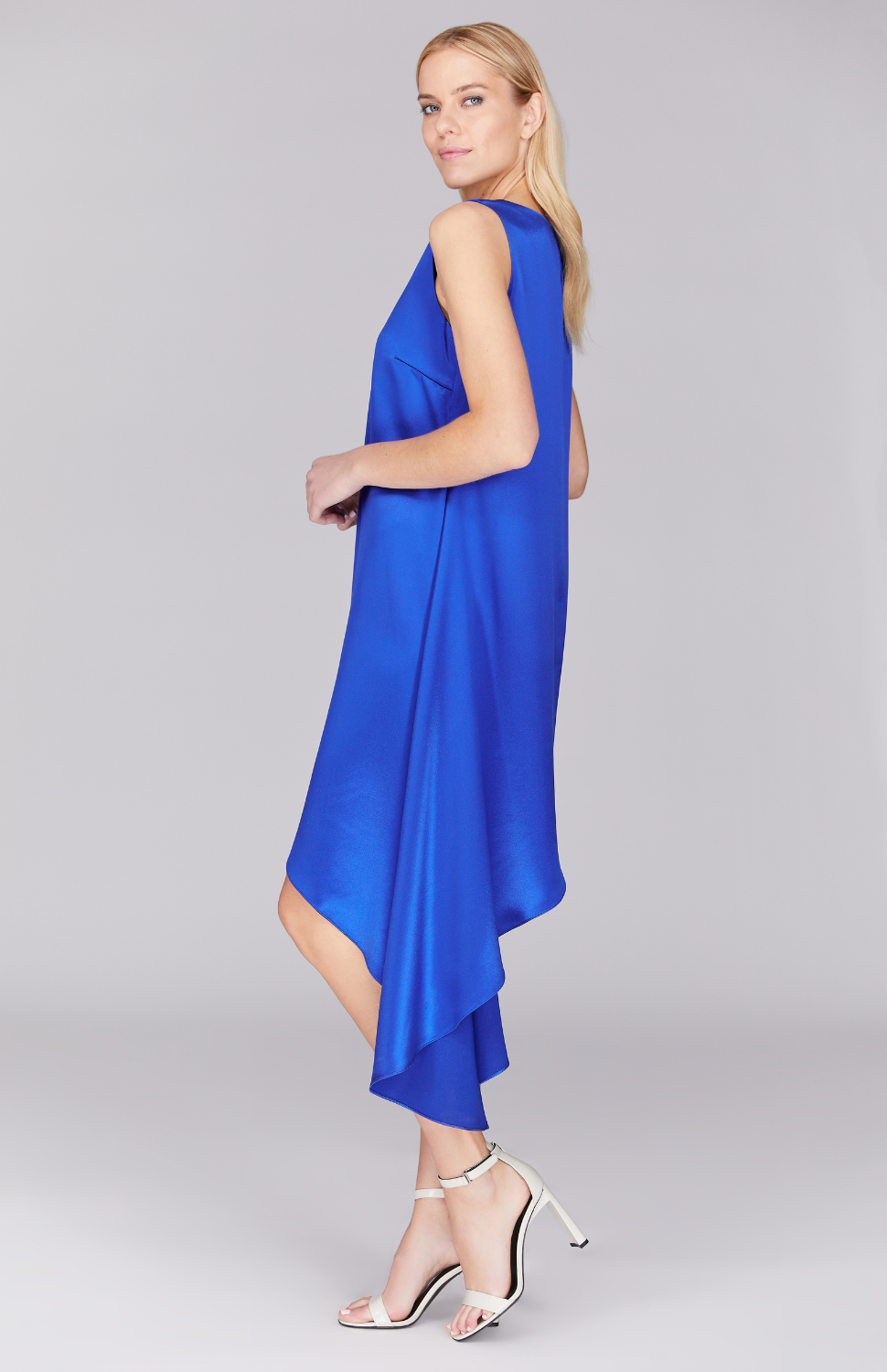 Satin Sleeveless Asymmetric Dress