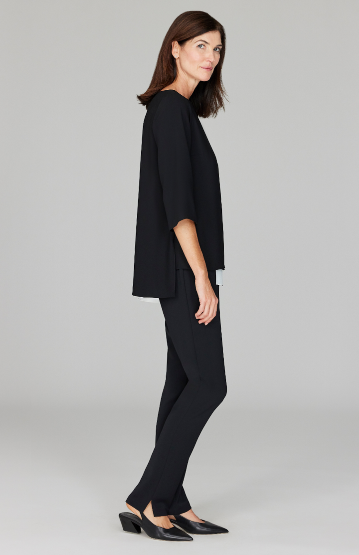 Color Block Lustrous Crepe Double Layer Tunic