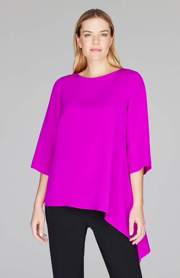 Silk Asymmetric Side Drape Tunic