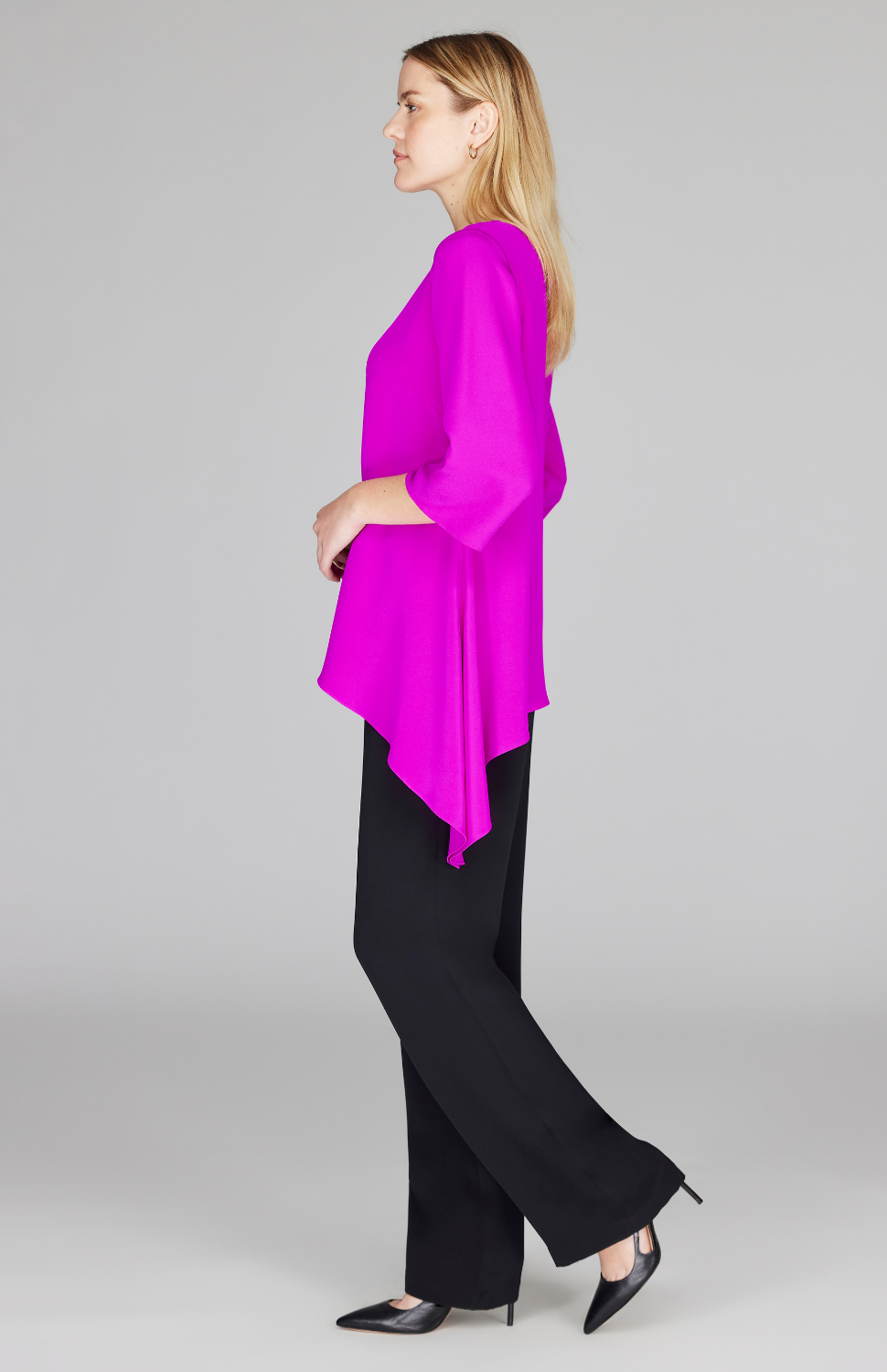 Silk Asymmetric Side Drape Tunic