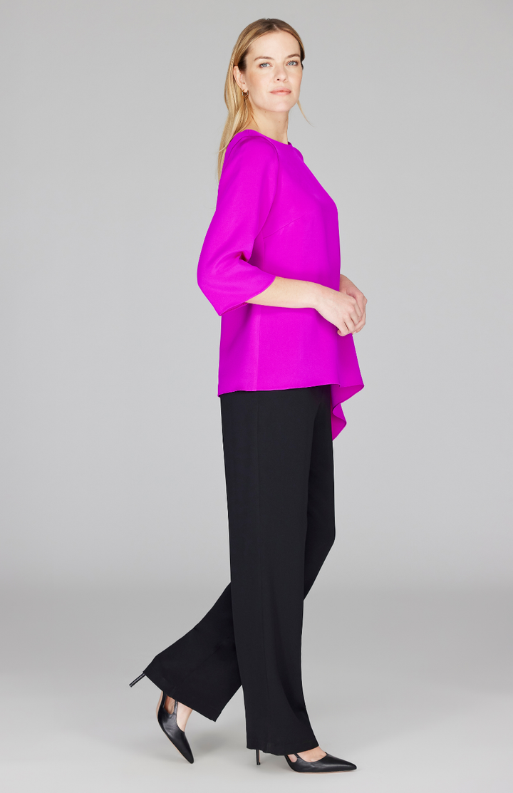 Silk Asymmetric Side Drape Tunic