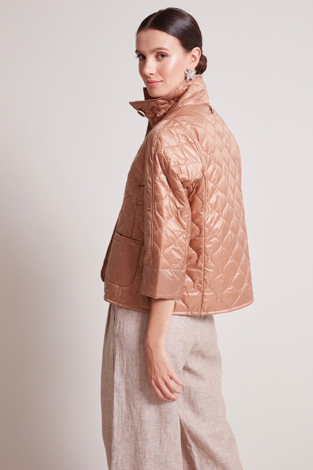 Tenley quilted wave 3/4 sleeve jacket