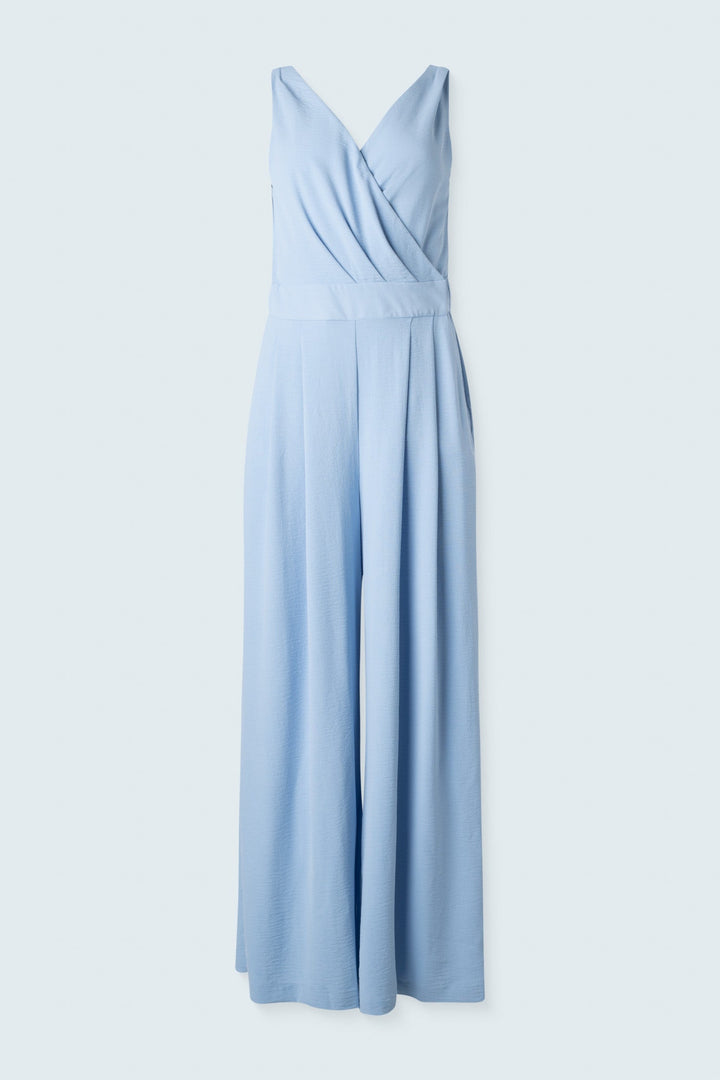 Sleeveless crisscross jumpsuit flowy wide leg