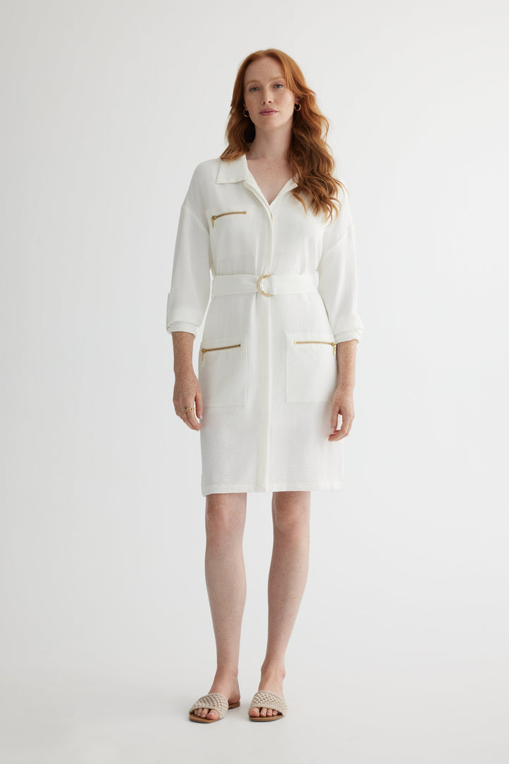 Button down dress with front patch pockets