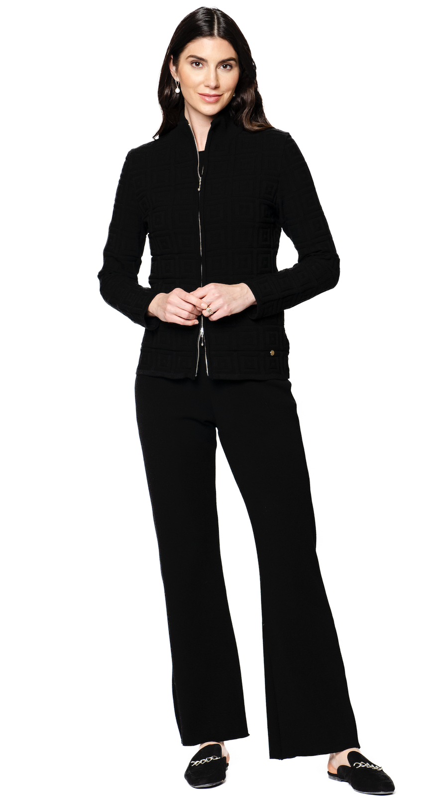Zoe Square-Detail Knit Jacket ; Black (Ships after Oct 28)