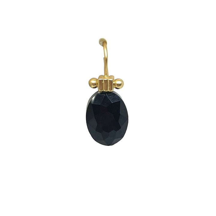 Matte Gold Black Velvet Oval Crystal Column Top Earring
