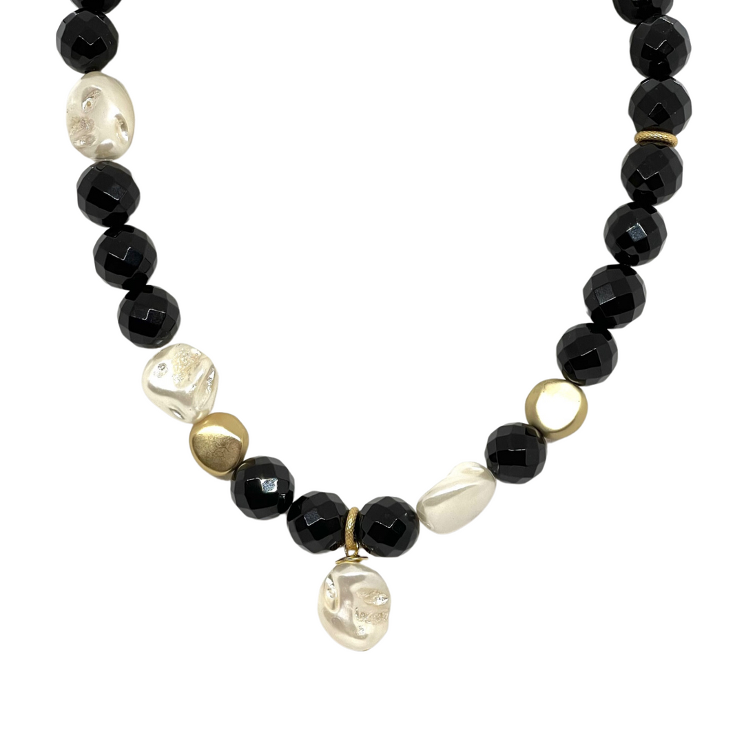 Baroque Pearl And 14mm Black Jade Limited Edition Necklace