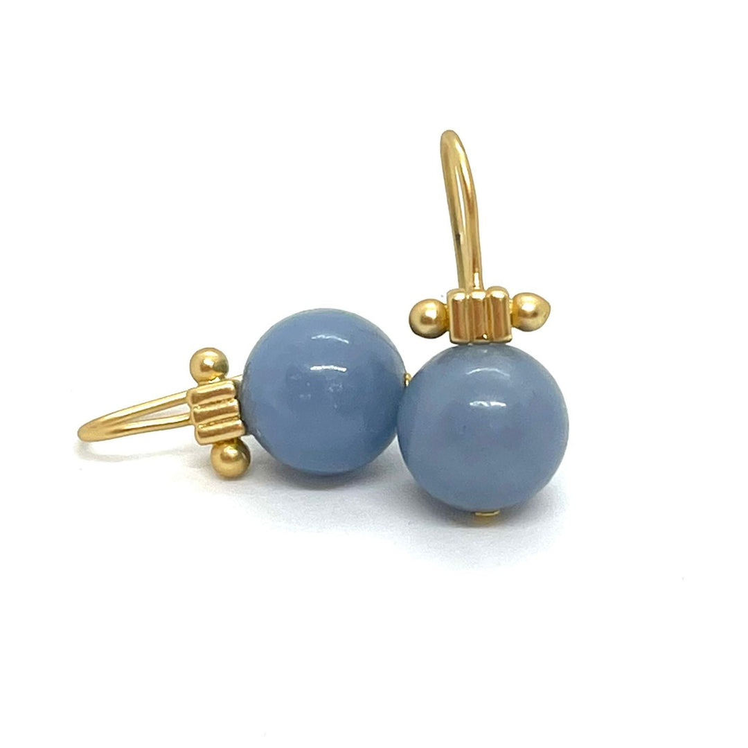 Blue Angelite Column Top Earrings