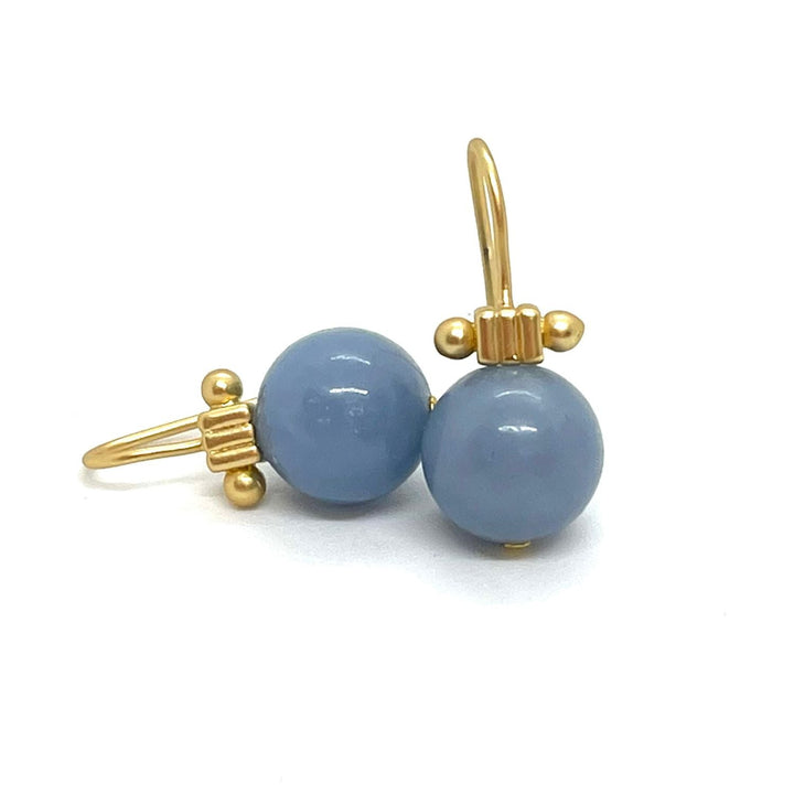 Blue Angelite Column Top Earrings
