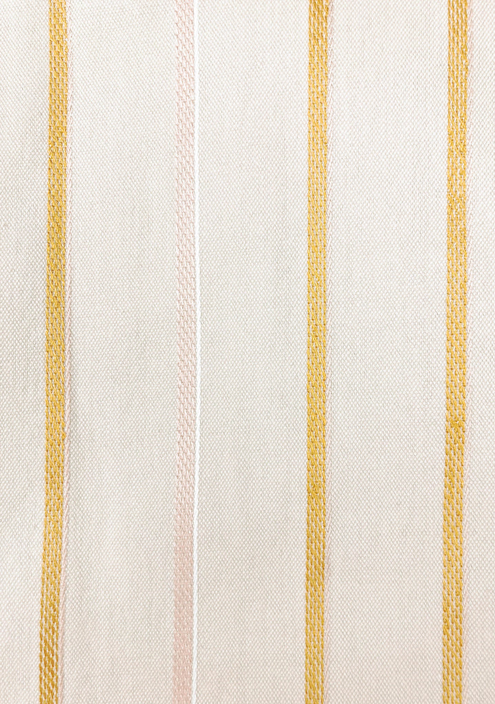 close up view of beige striped handwoven cotton silk jumpsuit