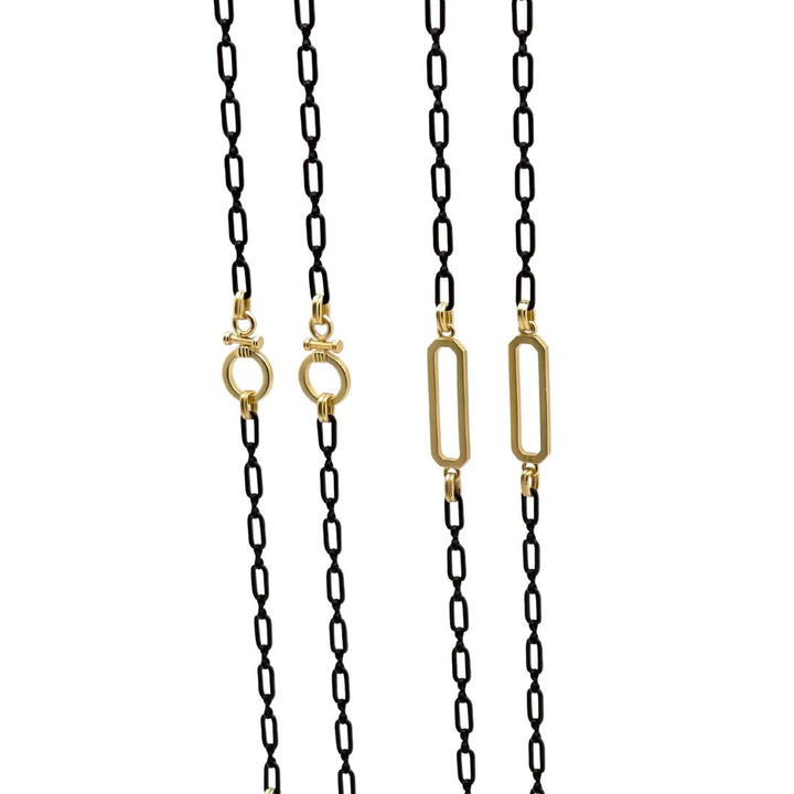 Matte Gold with Matte Black Station Layer Necklace