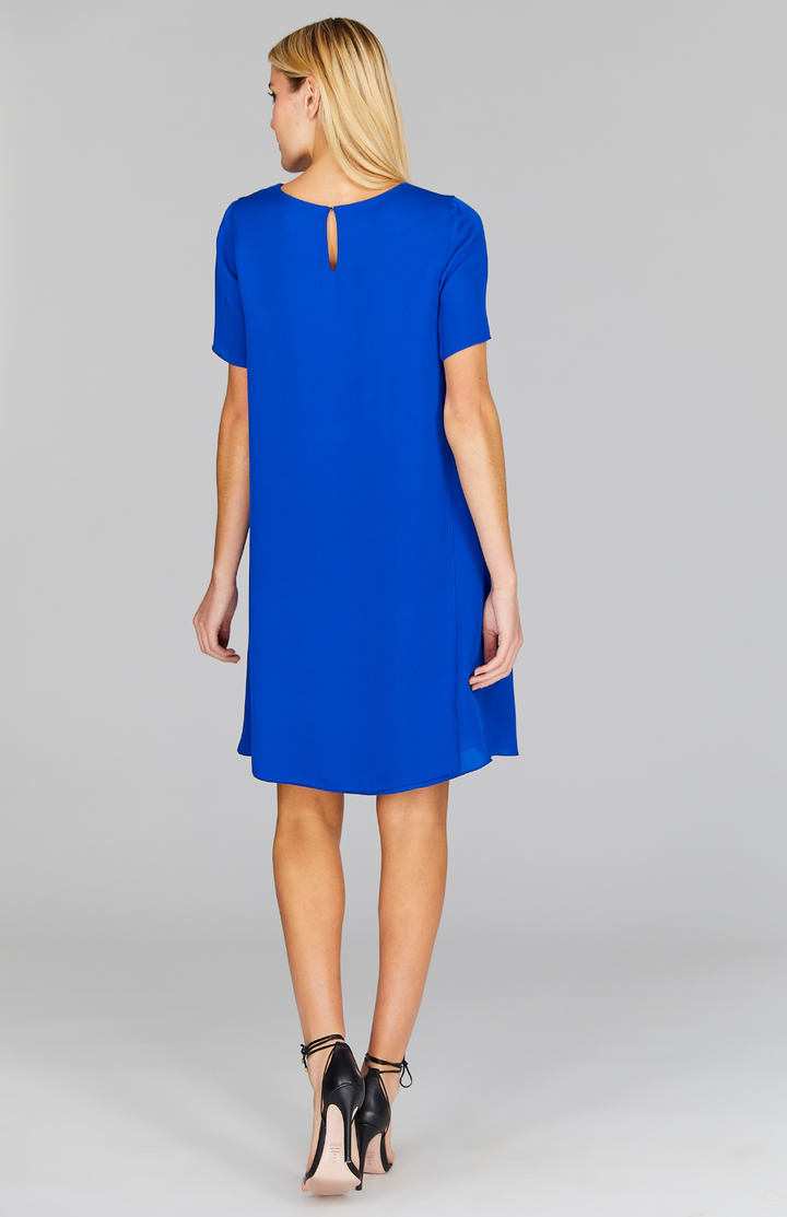 Silk Georgette Short Sleeve Back Overlap Dress