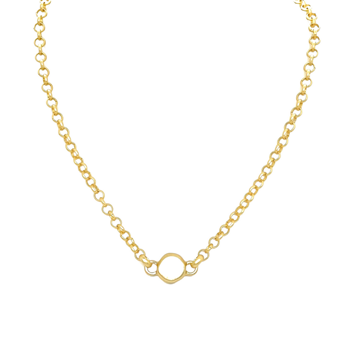 Single Matte Gold Nugget Charm on Rolo Chain