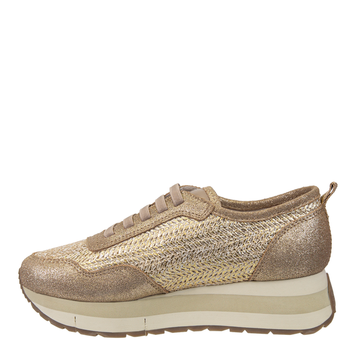 NAKED FEET - KINETIC in GOLD RAFFIA Platform Sneakers