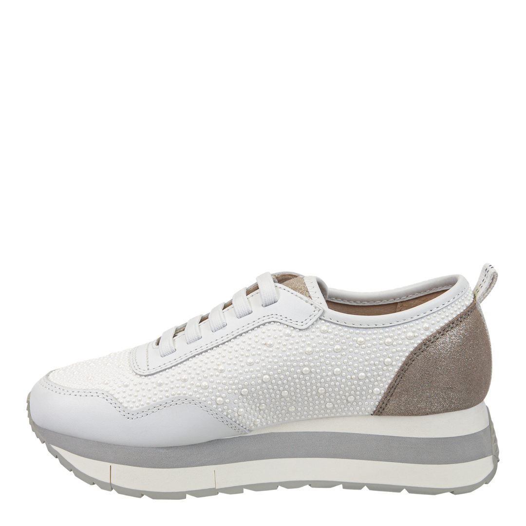 NAKED FEET - KINETIC in WHITE PEARL Platform Sneakers