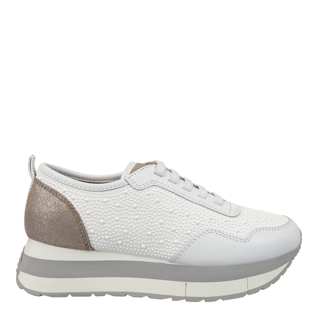 NAKED FEET - KINETIC in WHITE PEARL Platform Sneakers