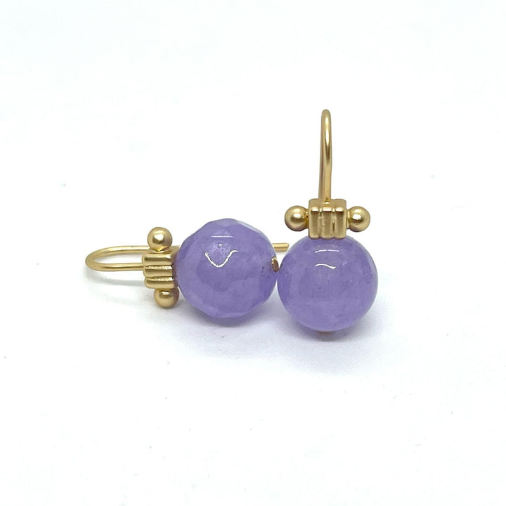 Lavender Jade Matte Gold Column Top Earrings