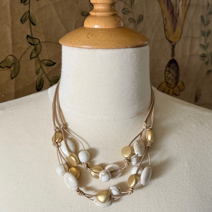 White Magnesite Two-Strand Woven Necklace