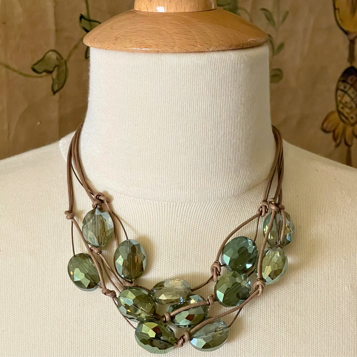 Olive Crystal Toursade on Bronze Leather