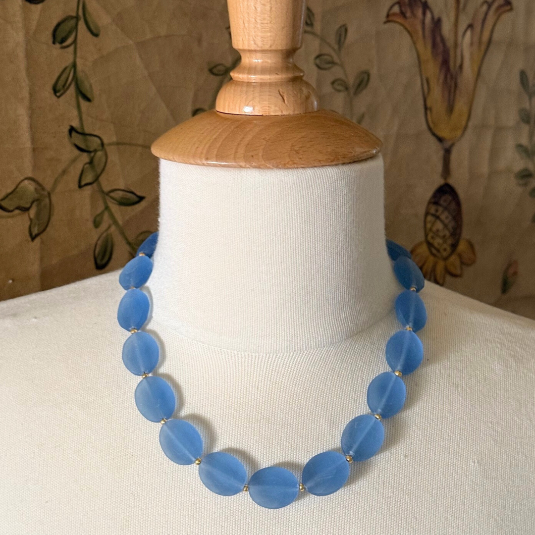 Matte Light Blue Crystal Necklace