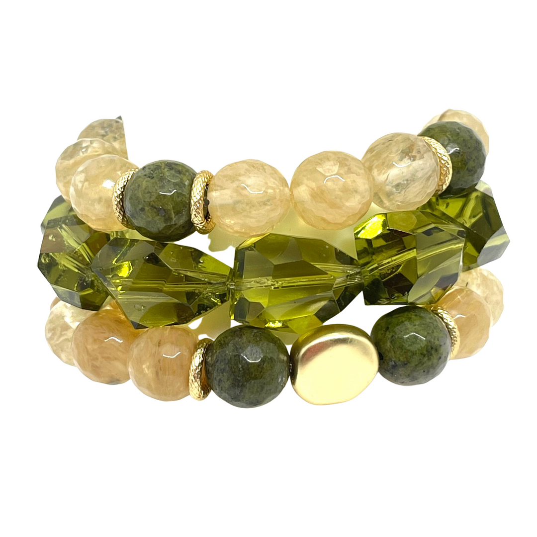 Olive Crystal Stretch Bracelet