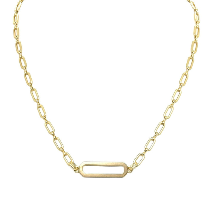 Matte Gold Paperclip Chain Bar Necklace