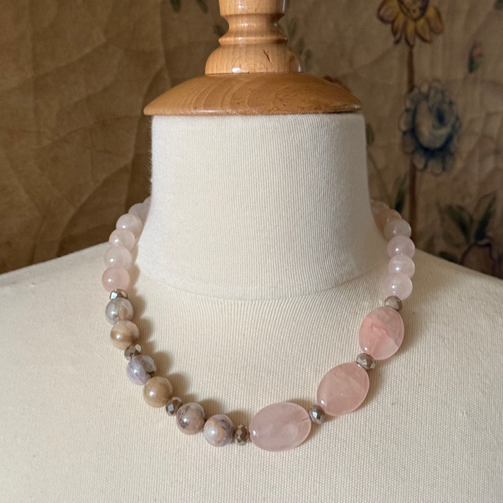 Rose Quartz and Natural Pink Opal Necklace