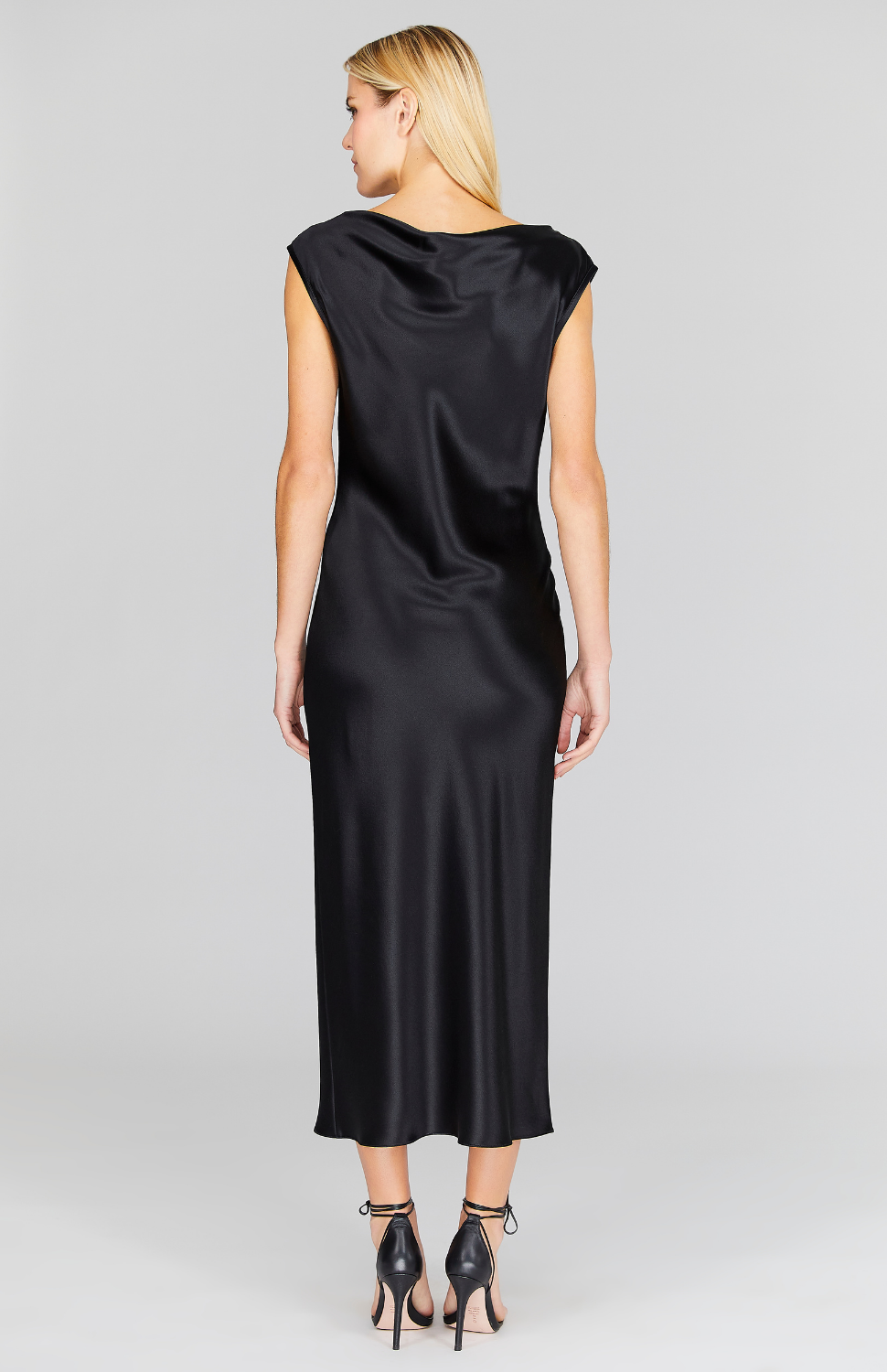 Satin Drape Front & Back Bias Dress