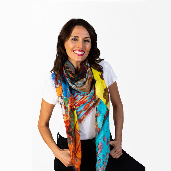 Agrigento Blue Silk Modal Scarf