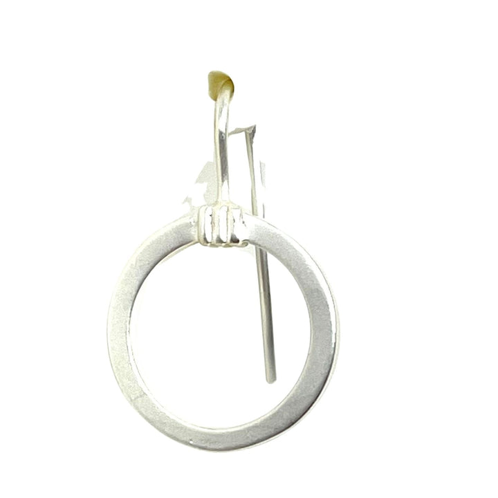 Circle Matte Silver Frame Earrings