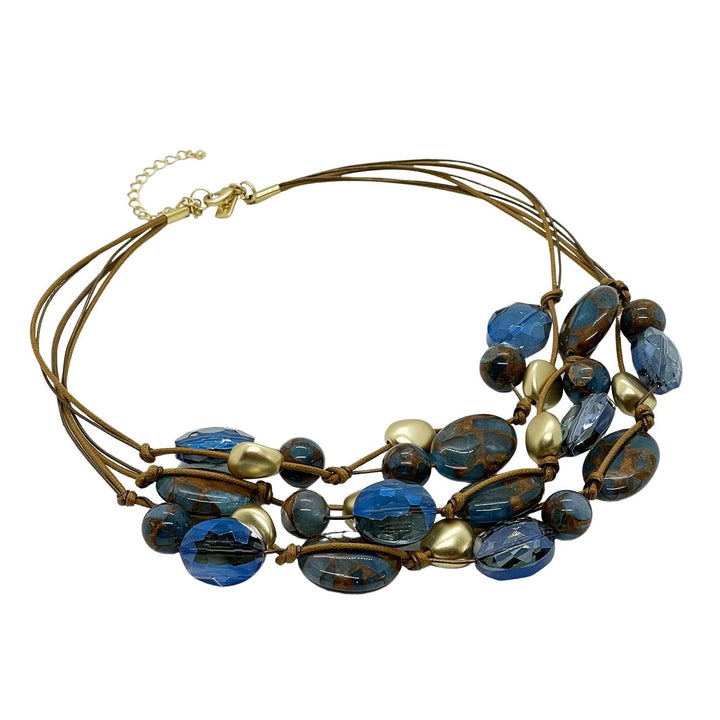 Teal Composite Quartz and Matte Gold Torsade Necklace