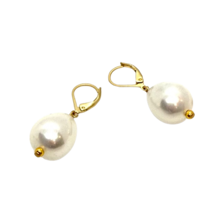 Teardrop Pearl Leverback Earrings