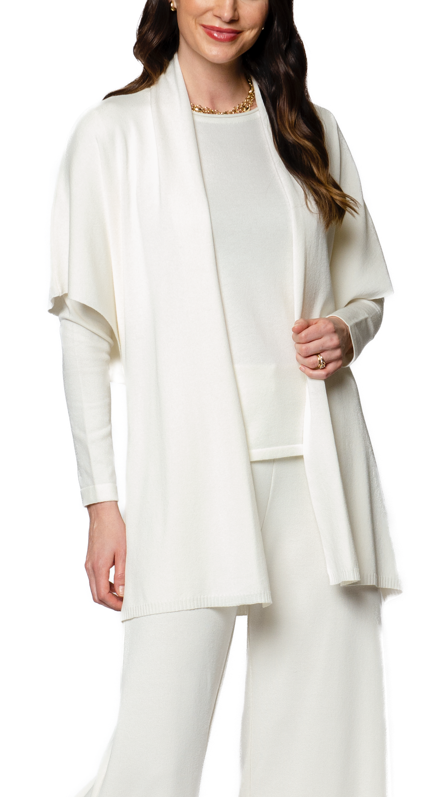 Melinda Belted Dropped Shoulder Cardigan; Winter White