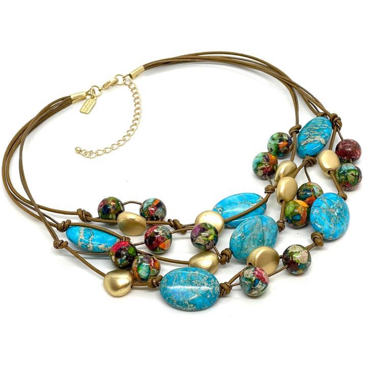 Turquoise Aqua Terra and Confetti Jasper Torsade