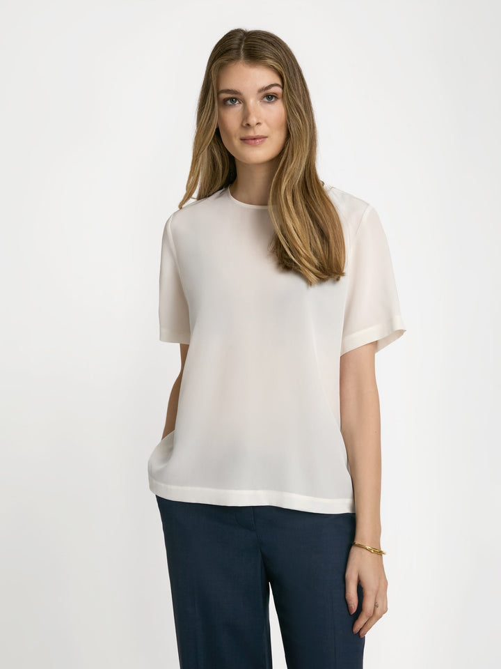 Silk crewneck blouse
