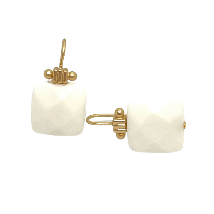 White Jade Column Top Earrings