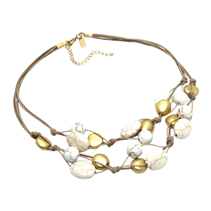 White Magnesite Two-Strand Woven Necklace