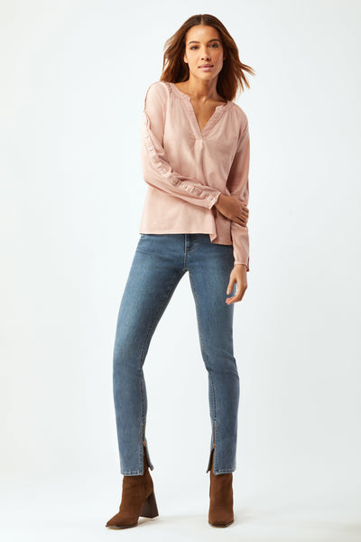 Barrymore Button Sleeve Blouse - Dusty Rose