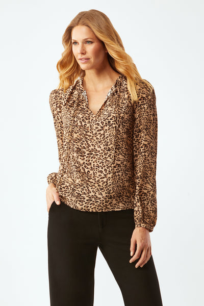 Chastain Blouse With Beaded Ties - Classic Animal